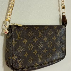 Louis Vuitton Monogram Pochette Accessoires with added unbranded rivets & chain